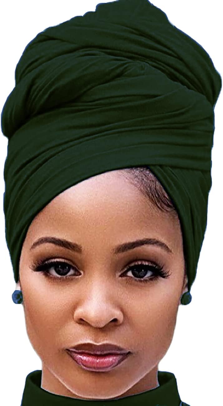 Harewom Head Wraps for Black Women Stretch Head Scarf Long African Hair Wraps Turban Headwraps Jersey Headbands - Image 1