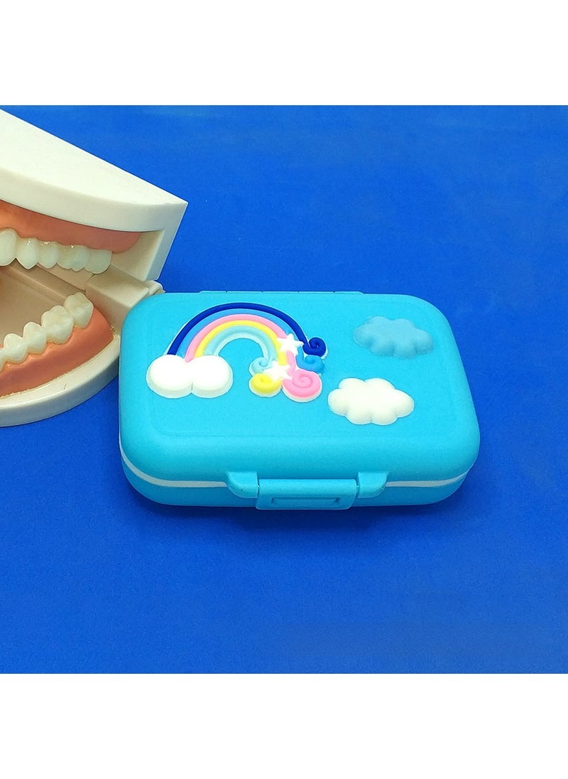 Silicone Rainbow Baby Tooth Box with Tweezers Blue - Image 5