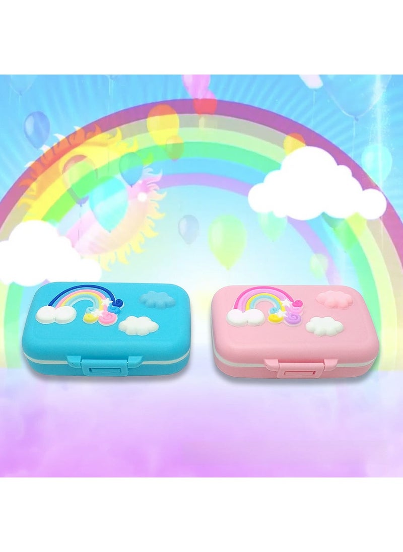 Silicone Rainbow Baby Tooth Box with Tweezers Blue - Image 2