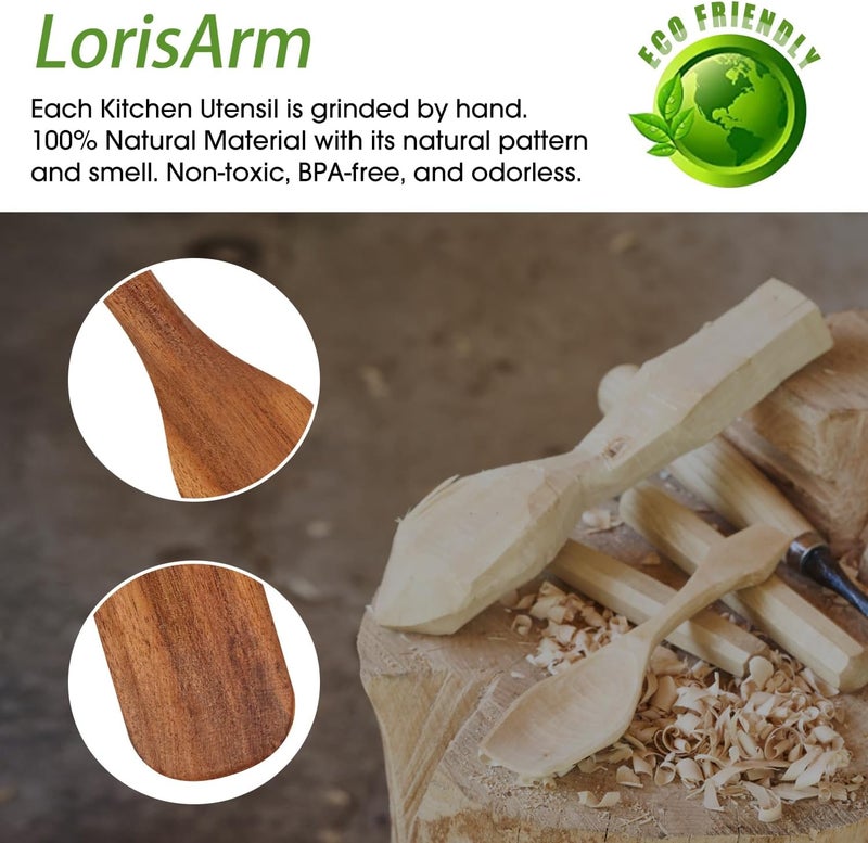 LorisArm Acacia Wood Spatula Utensil Sets, 4-Pack Wooden Spatulas Turner, Kitchen Accessories, Kitchen tool Wood Cooking Utensil - Image 5