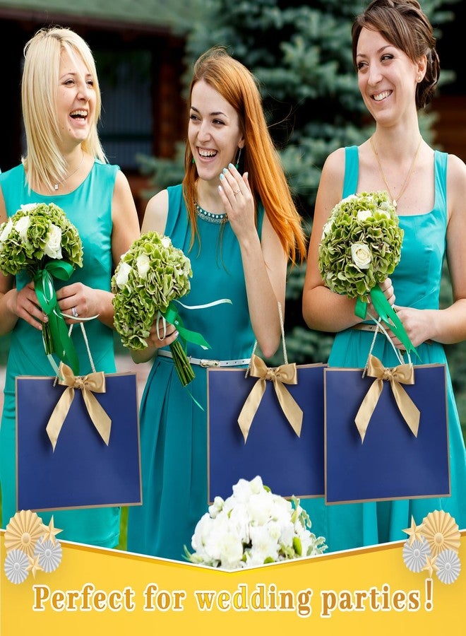 Kolldenn 50 Pcs Metallic Gift Bags with Handle 12.6 x 10 x 4.3 Inch Navy Blue Gold Thank You Bag with Bow Ribbon for Christmas Wedding Birthday Bridal Shower Bridesmaid Graduation Party Favor - Image 4