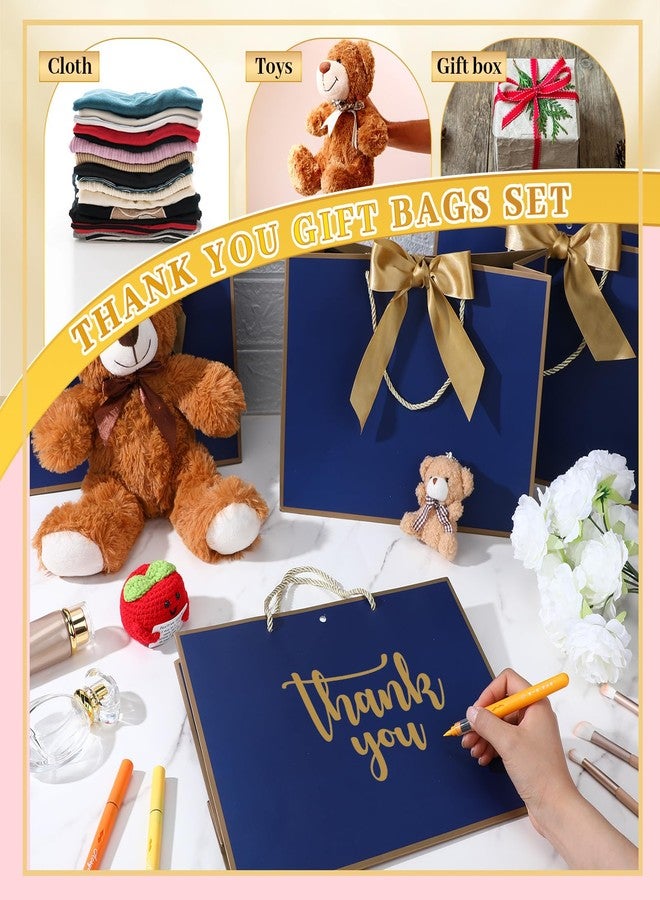 Kolldenn 50 Pcs Metallic Gift Bags with Handle 12.6 x 10 x 4.3 Inch Navy Blue Gold Thank You Bag with Bow Ribbon for Christmas Wedding Birthday Bridal Shower Bridesmaid Graduation Party Favor - Image 5