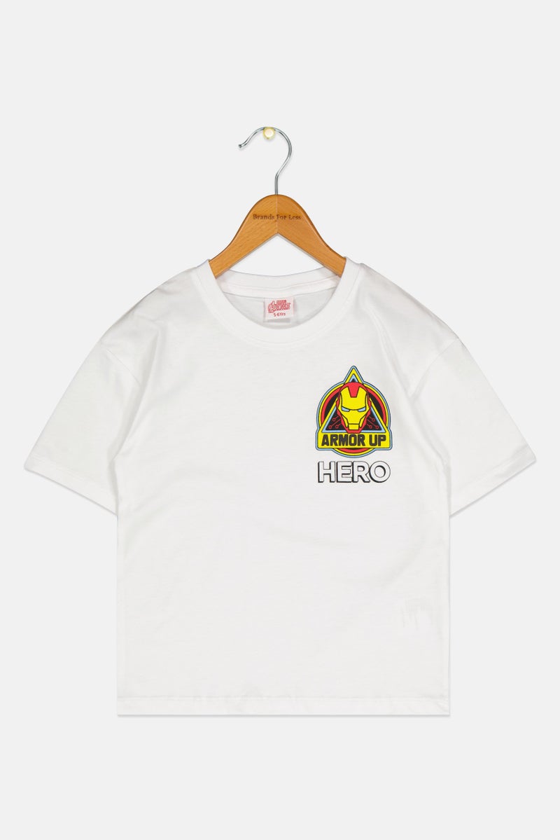 AVENGERS Kids Boy Crew Neck Short Sleeves Graphic Print T-Shirt, White  - Image 2