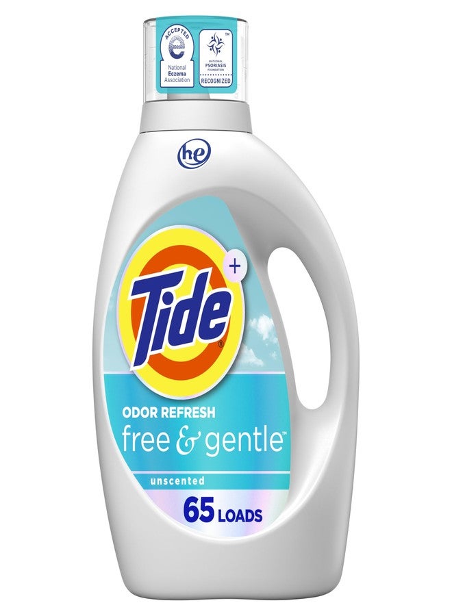 Tide Free and Gentle Odor Refresh Laundry Detergent Liquid, 65 Count, 92 fl oz, Hypoallergenic Laundry Detergent - Image 1