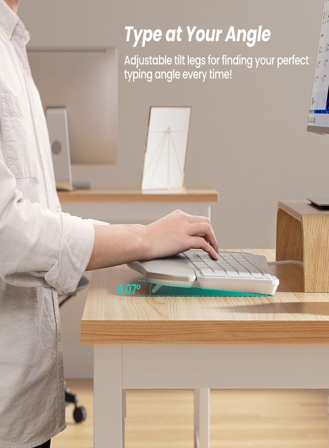 Nulea RT05C Wired Ergonomic Keyboard, Split Keyboard with Cushioned Wrist Rest, Adjustable Tilt Legs, Plug and Play, USB Corded, Compatible with Windows/Mac-White - Image 4