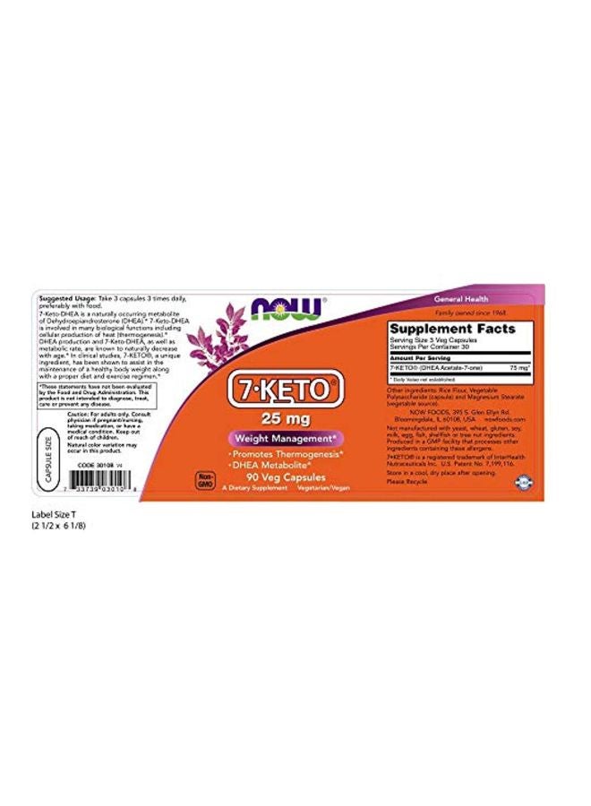 Now Foods 7-Keto 25mg Weight Management Dietary Supplement - 90 Veg Capsules - Image 2
