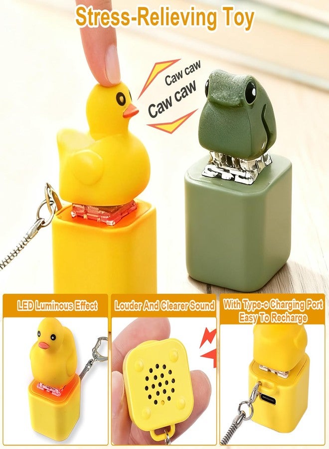 QFCST Duckys Quacking Fidget Toy, Rechargeable Keyboard Fidget Toy with Colorful Lights & Sound, Portable Anxiety Relief Fidget Keychain for Bags Purses Backpacks (A-Duck) - Image 3
