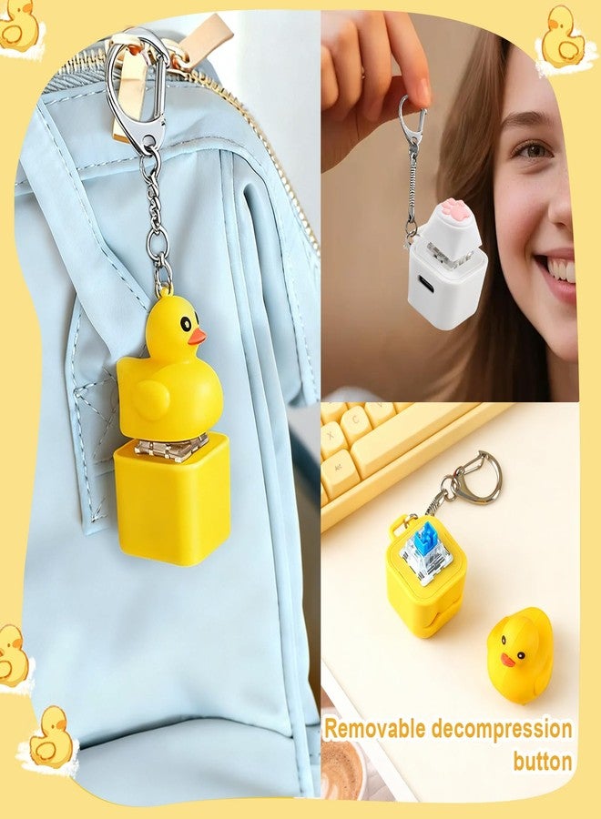 QFCST Duckys Quacking Fidget Toy, Rechargeable Keyboard Fidget Toy with Colorful Lights & Sound, Portable Anxiety Relief Fidget Keychain for Bags Purses Backpacks (A-Duck) - Image 4