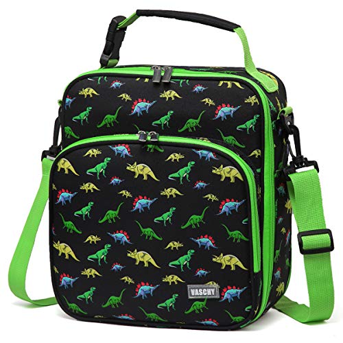 VASCHY 8.6L Large Capacity Insulated Lunch Bag for Boys with Adjustable Shoulder Strap, Thermal Tote Bag with Bottle Pocket for School, Outdoor (Green Dinosaur) - Image 1