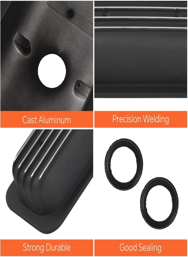 TBAPFS Black Valve Covers Short Style Finned Compatible with Small Block Chevy Retro Vortec 5.0 5.7 350 - Image 3