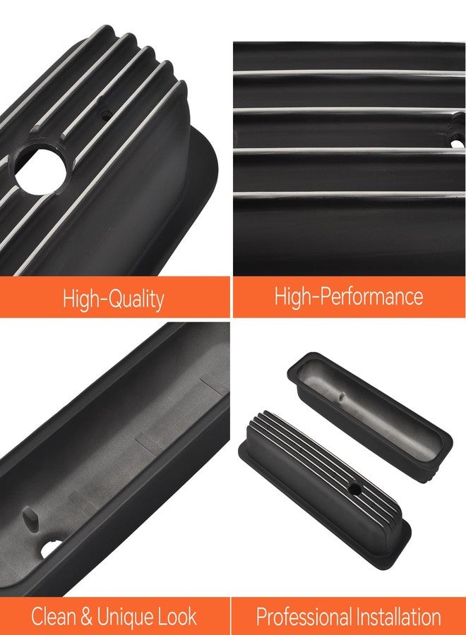 TBAPFS Black Valve Covers Short Style Finned Compatible with Small Block Chevy Retro Vortec 5.0 5.7 350 - Image 4