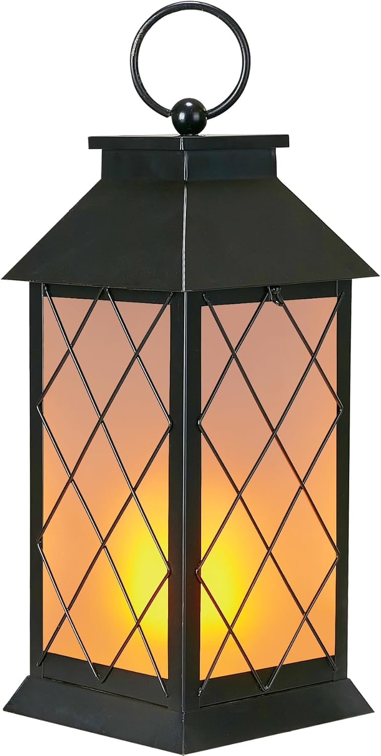 anyperfect 18" Solar Lanterns Outdoor Waterproof, Glass Solar Flickering Flame Lantern Large Hanging Solar Lantern Metal Decorative for Patio Garden Backyard Outside Tabletop Mothers Day Gifts Mom - Image 1