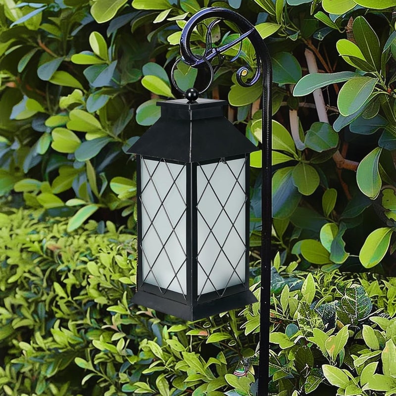 anyperfect 18" Solar Lanterns Outdoor Waterproof, Glass Solar Flickering Flame Lantern Large Hanging Solar Lantern Metal Decorative for Patio Garden Backyard Outside Tabletop Mothers Day Gifts Mom - Image 2