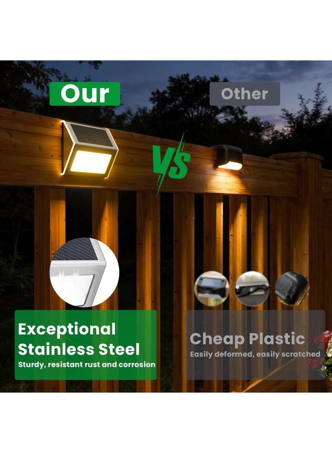 JSOT Solar Deck Lights, KASUN Super Bright LED Walkway Light Stainless Steel Waterproof Outdoor Security Lamps for Patio Stairs Garden Pathway (Yellow Light - 8PCS) - Image 4