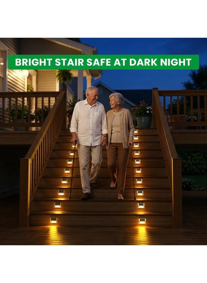 JSOT Solar Deck Lights, KASUN Super Bright LED Walkway Light Stainless Steel Waterproof Outdoor Security Lamps for Patio Stairs Garden Pathway (Yellow Light - 8PCS) - Image 3