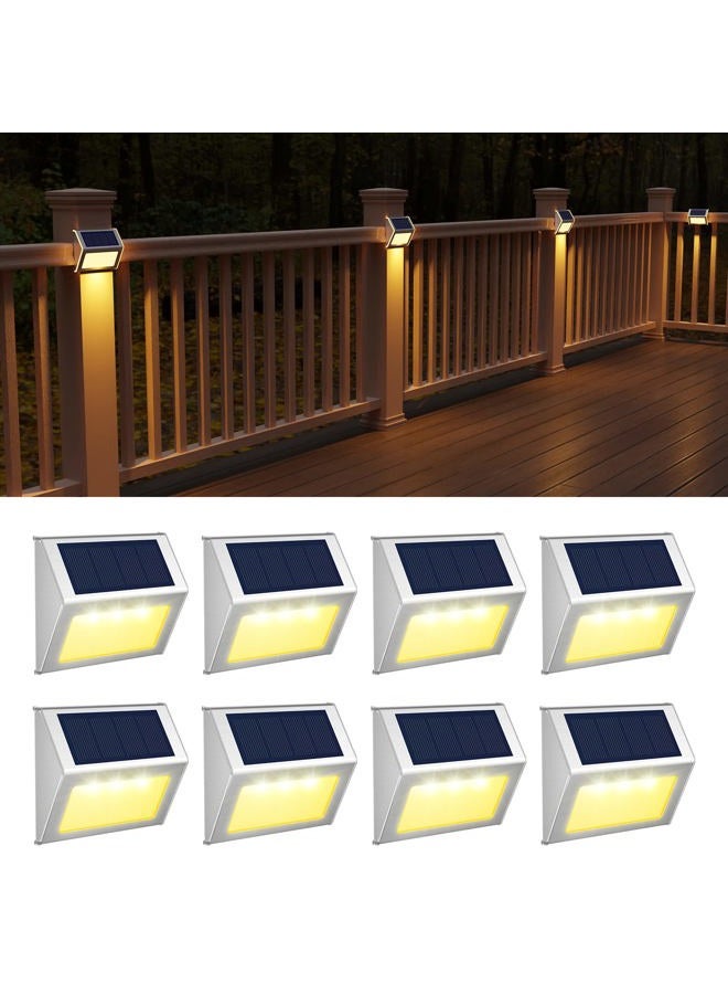 JSOT Solar Deck Lights, KASUN Super Bright LED Walkway Light Stainless Steel Waterproof Outdoor Security Lamps for Patio Stairs Garden Pathway (Yellow Light - 8PCS) - Image 1