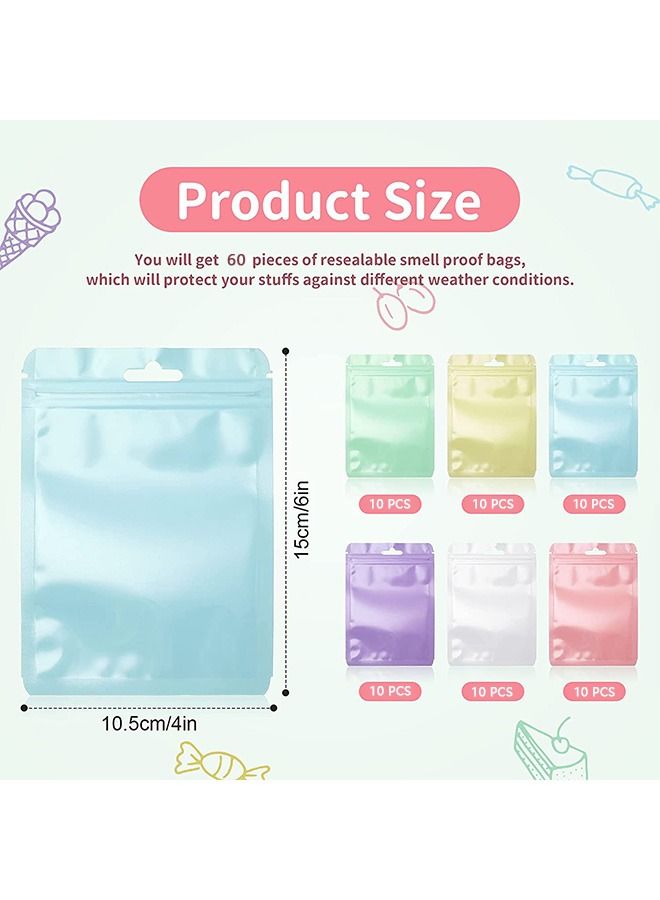 60 Pcs Resealable Flat Clear Candy Color Food Storage Ziplock Bag, Safety Non Toxic Food Grade Plastic Packaging Pouch, Multi Use Bag for Card Cosmetic Candies Cookies (Mix Color)  - Image 2