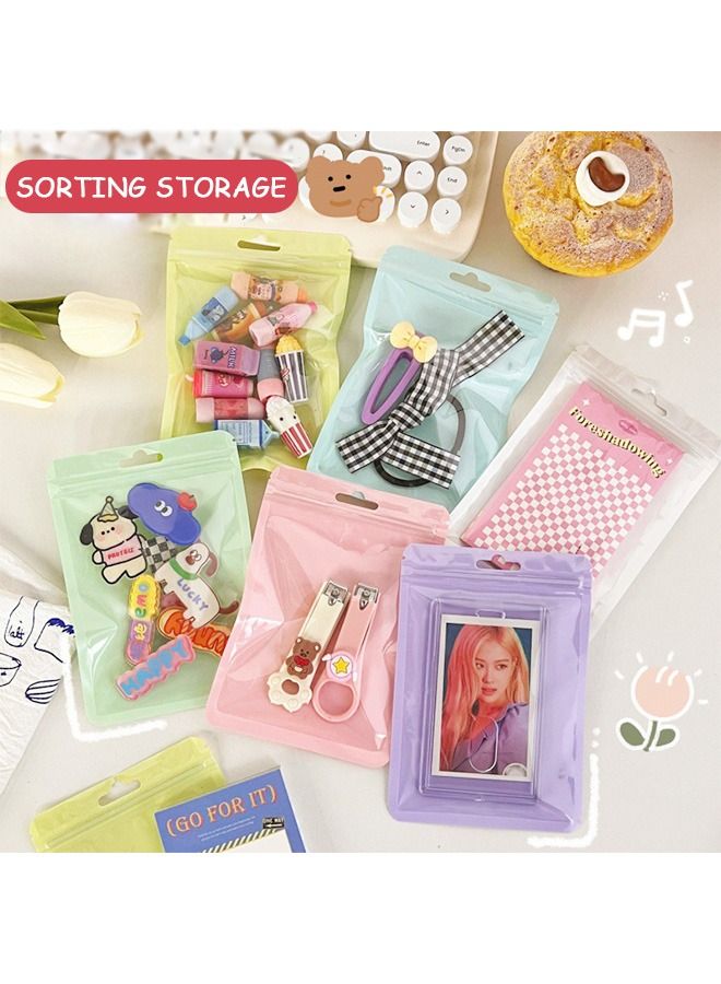 60 Pcs Resealable Flat Clear Candy Color Food Storage Ziplock Bag, Safety Non Toxic Food Grade Plastic Packaging Pouch, Multi Use Bag for Card Cosmetic Candies Cookies (Mix Color)  - Image 5