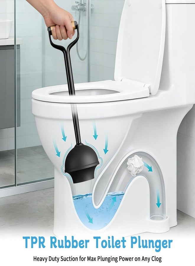 Sellemer Toilet Brush and Plunger Set, Curved Head for Deep Cleaning, Black - Image 3