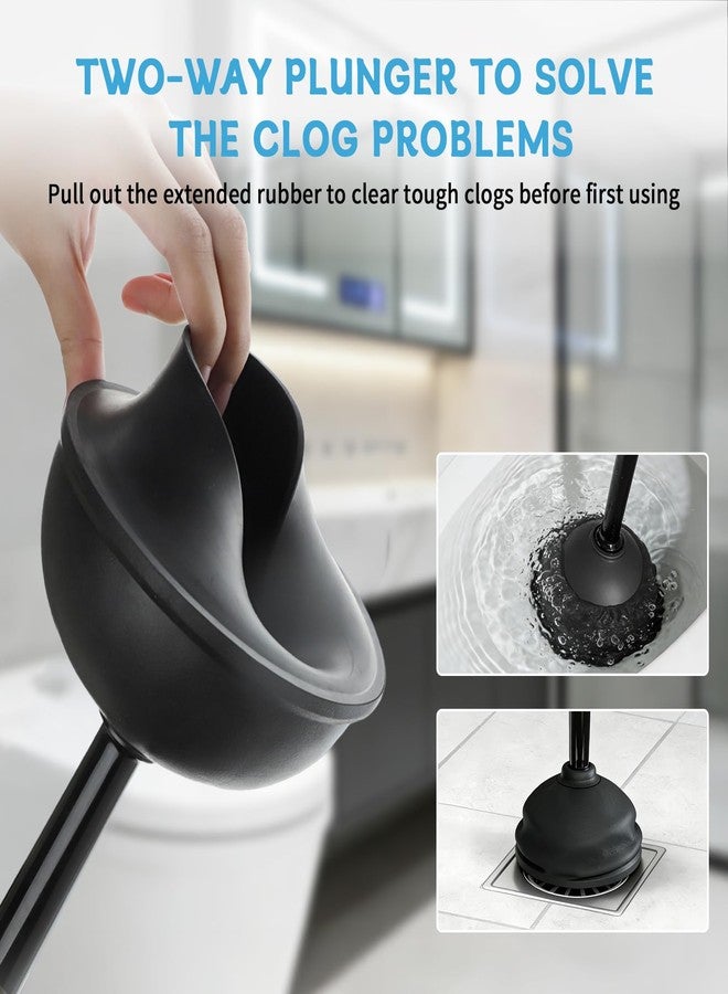 Sellemer Toilet Brush and Plunger Set, Curved Head for Deep Cleaning, Black - Image 4