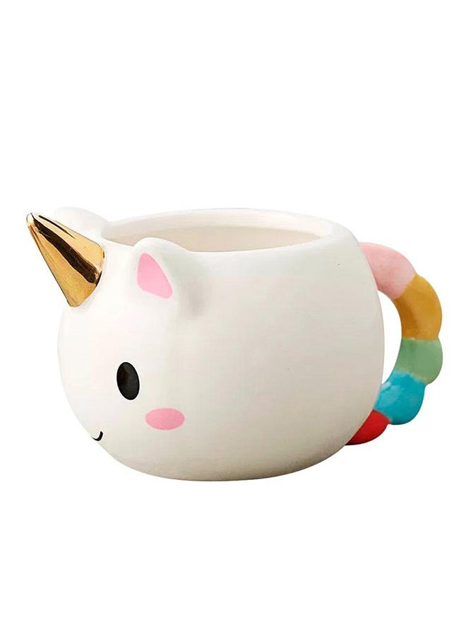 QiaoKai 3D Unicorn Coffee Mug White/Gold/Blue  - Image 2