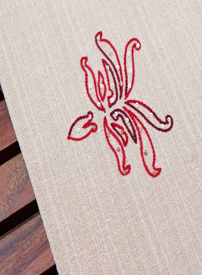 Zeba World Floral Embroidered Gold Enhanced Decor 6 Seater Table Runner Cloth , Table Runner for Living Room, Dining Table Runner(Size : 12" X 84" ; 30 Cms X 213 Cms) - Image 4