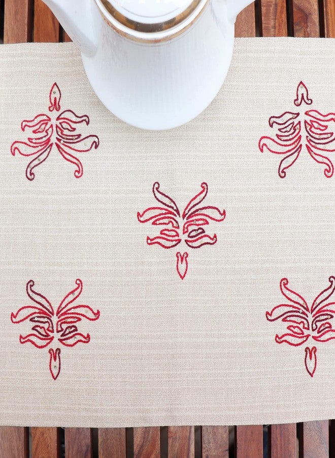 Zeba World Floral Embroidered Gold Enhanced Decor 6 Seater Table Runner Cloth , Table Runner for Living Room, Dining Table Runner(Size : 12" X 84" ; 30 Cms X 213 Cms) - Image 3