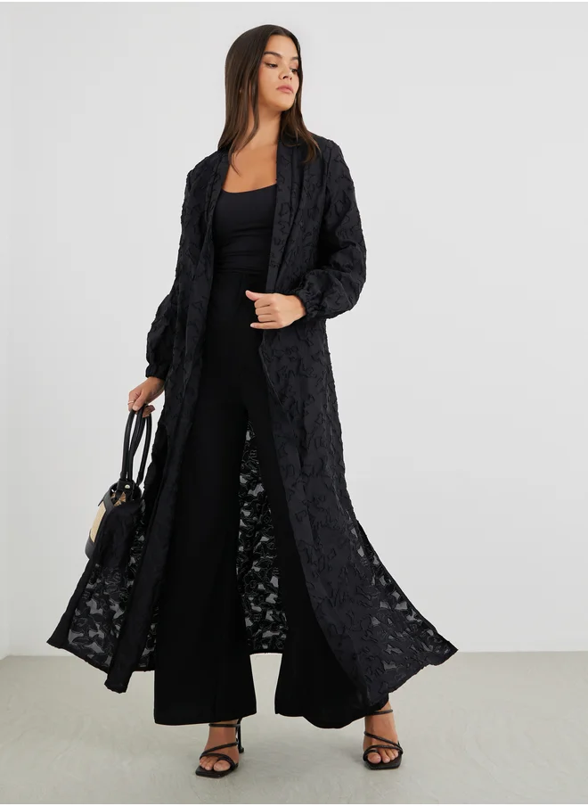 ستايلي Styli Embroidered Regular Fit Maxi Kimono