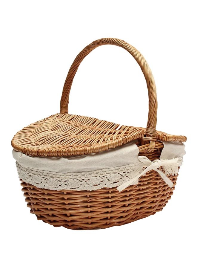 Generic Woven Vintage Picnic Basket With Lid 38x28x20cm 38x28x20cm  - Image 1