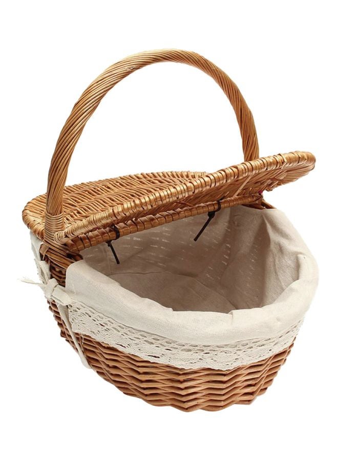 Generic Woven Vintage Picnic Basket With Lid 38x28x20cm 38x28x20cm  - Image 2