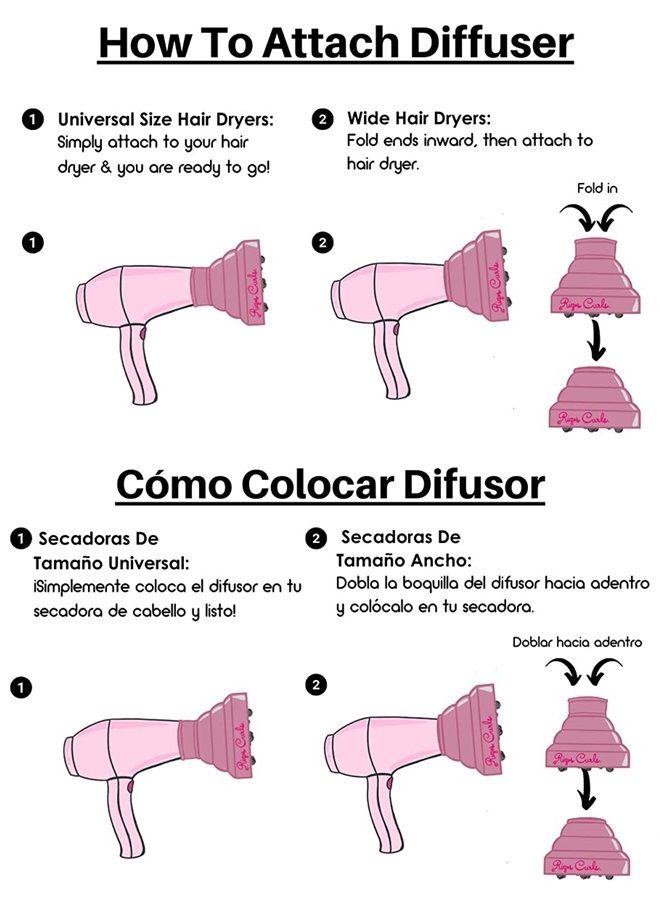 Rizos Curls موزع شعر قابل للطي باللون الوردي لتجفيف الشعر المجعد (للتوصيل بمجفف الشعر). مثالي للغسل والذهاب والسفر! - Image 3