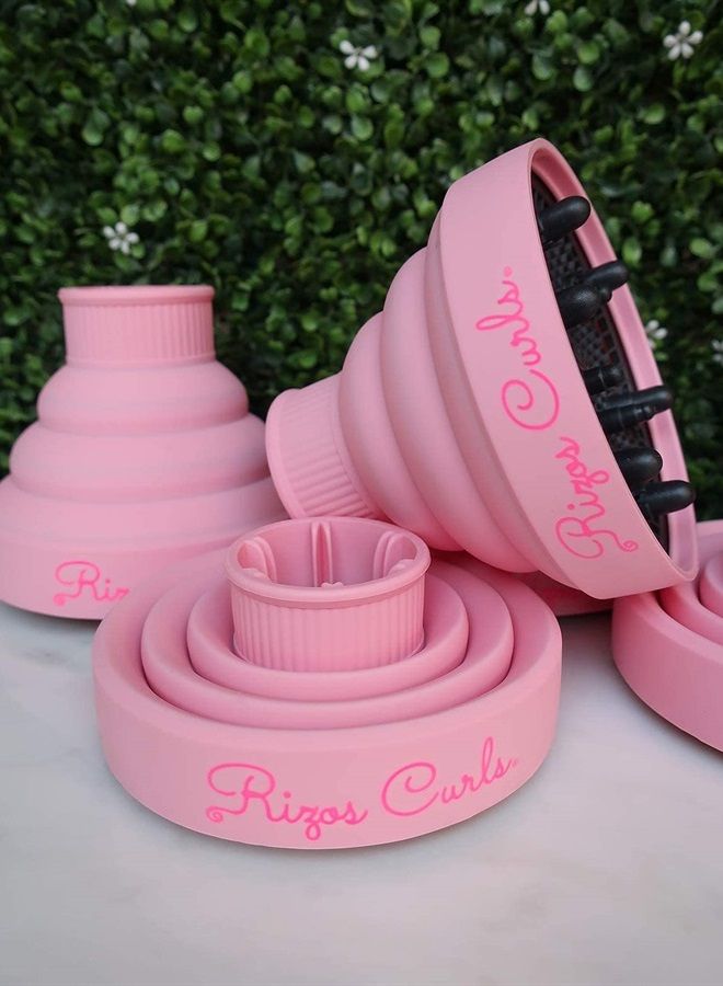 Rizos Curls موزع شعر قابل للطي باللون الوردي لتجفيف الشعر المجعد (للتوصيل بمجفف الشعر). مثالي للغسل والذهاب والسفر! - Image 4