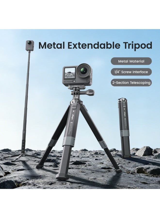 aMagisn Extendable Metal Tripod with 1/4" Mount for Action Camera, Mirrorless Camera & Smartphone, Adjustable Angle, Stable Stand - Image 3