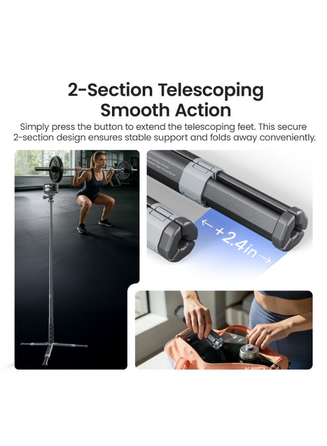 aMagisn Extendable Metal Tripod with 1/4" Mount for Action Camera, Mirrorless Camera & Smartphone, Adjustable Angle, Stable Stand - Image 5