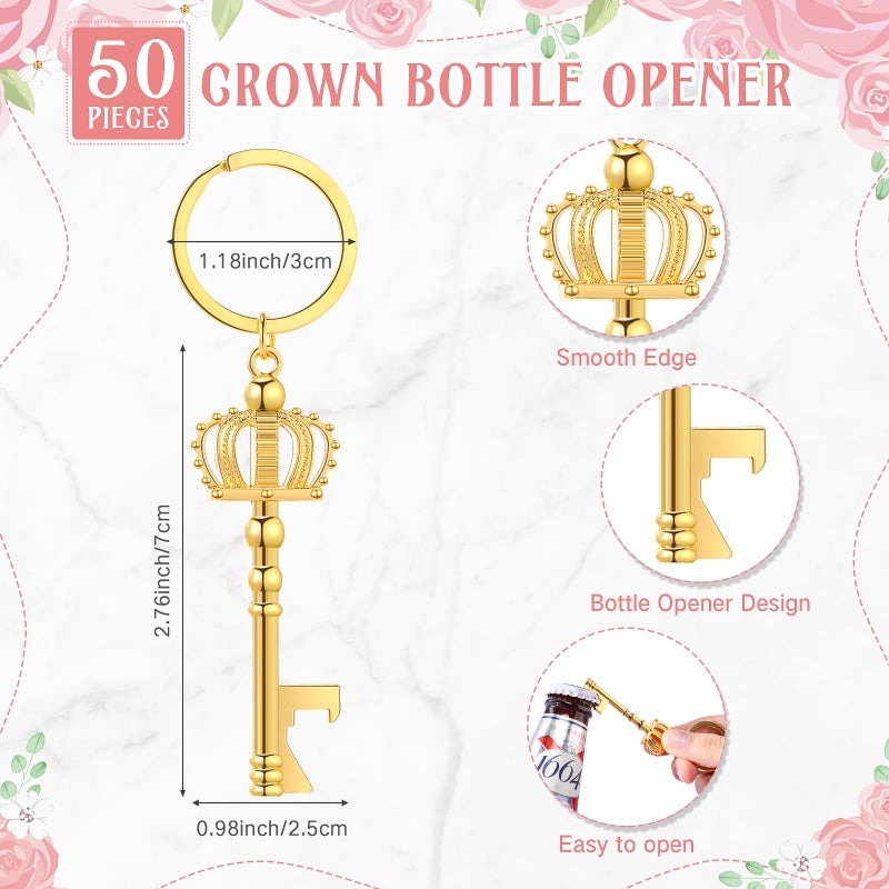 Ferreve 50 Sets Baby Shower Bottle Opener Favors Included Bottle Opener Keychain Crown Charms Keychain Thank You Cards Organza Bags Baby Shower Return Gifts for Guests - Image 2