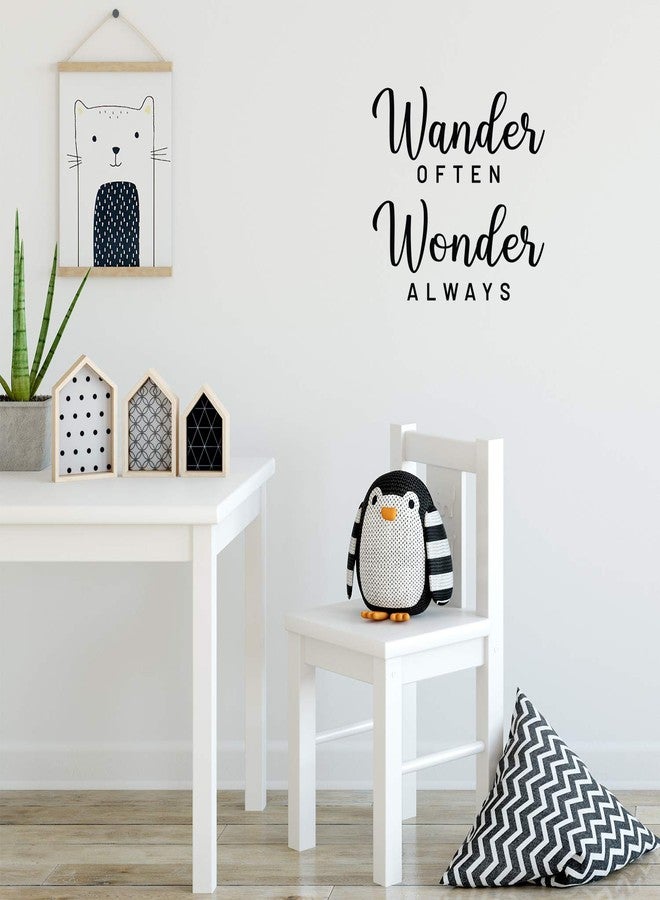 Printique Vinyl Wall Art Decal - Wander Often Wonder Always - 15.5" x 17" - Inspirational Trendy Cute Fun Quote Sticker for Bedroom Closet Kids Room Living Room Playroom Daycare Classroom Office Decor (Black) - Image 2