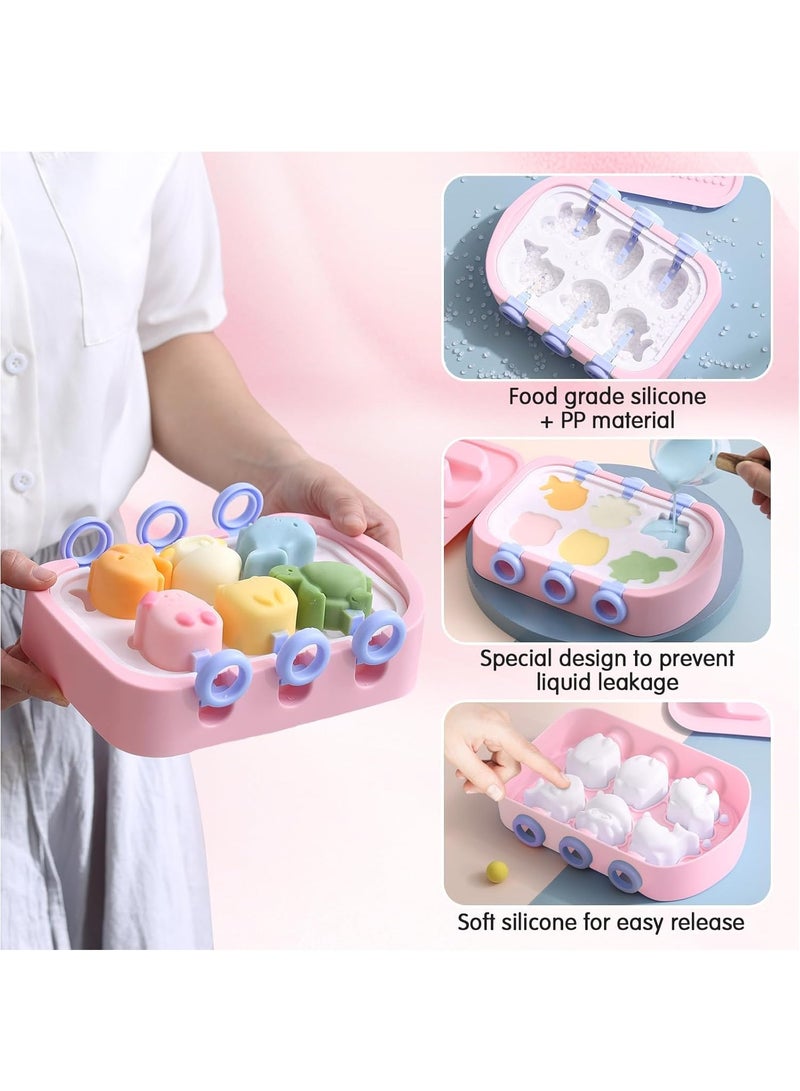 Excefore Baby Ice Lolly Moulds, Silicone Ice Lolly Moulds with Sticks, 6 Piece Mini Ice Lolly Moulds BPA Free, Cute Animal Ice Cream Moulds for Baby & Kids, Reusable & Easy to Release - Image 2