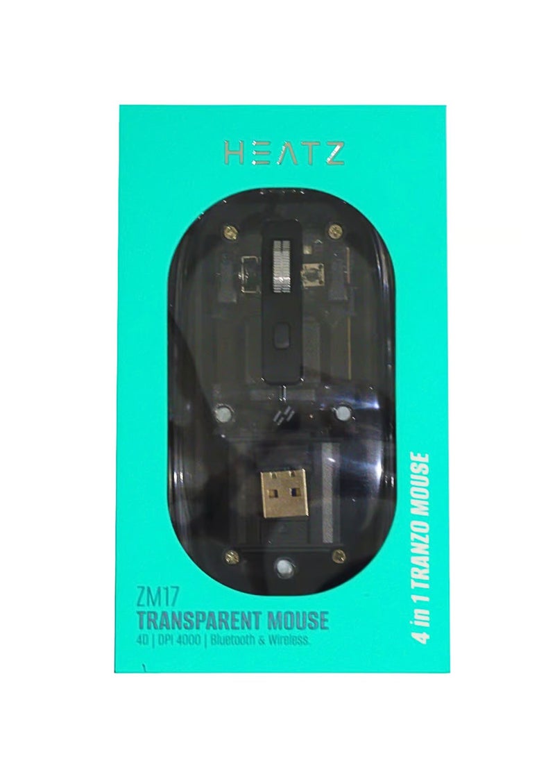 HEATZ Crystal Transparent Magnetic Wireless Mouse Wireless Bluetooth Mouse, Tri-Mode Bluetooth  Wireless USB C Rechargeable Computer Mouse, Full Transparent Portable Silent Mouse with USB Receiver for Laptop  - Image 1