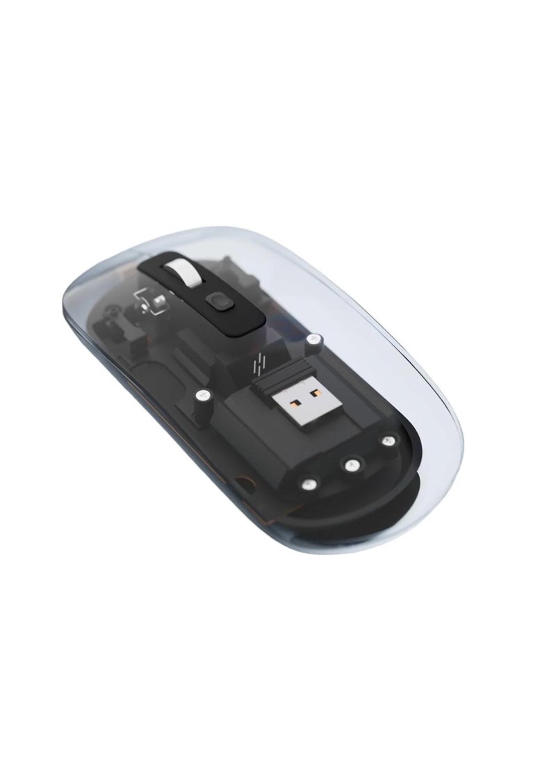 HEATZ Crystal Transparent Magnetic Wireless Mouse Wireless Bluetooth Mouse, Tri-Mode Bluetooth  Wireless USB C Rechargeable Computer Mouse, Full Transparent Portable Silent Mouse with USB Receiver for Laptop  - Image 5