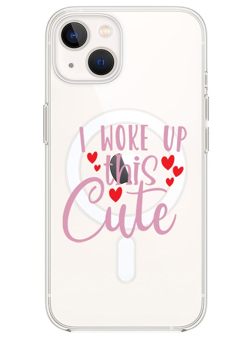 Theodor Magnetic Case for iPhone 14 Plus 6.7-inch Compatible with MagSafe Wireless Charging, Shockproof Phone Bumper Cover i woke up this cute copy - Image 1