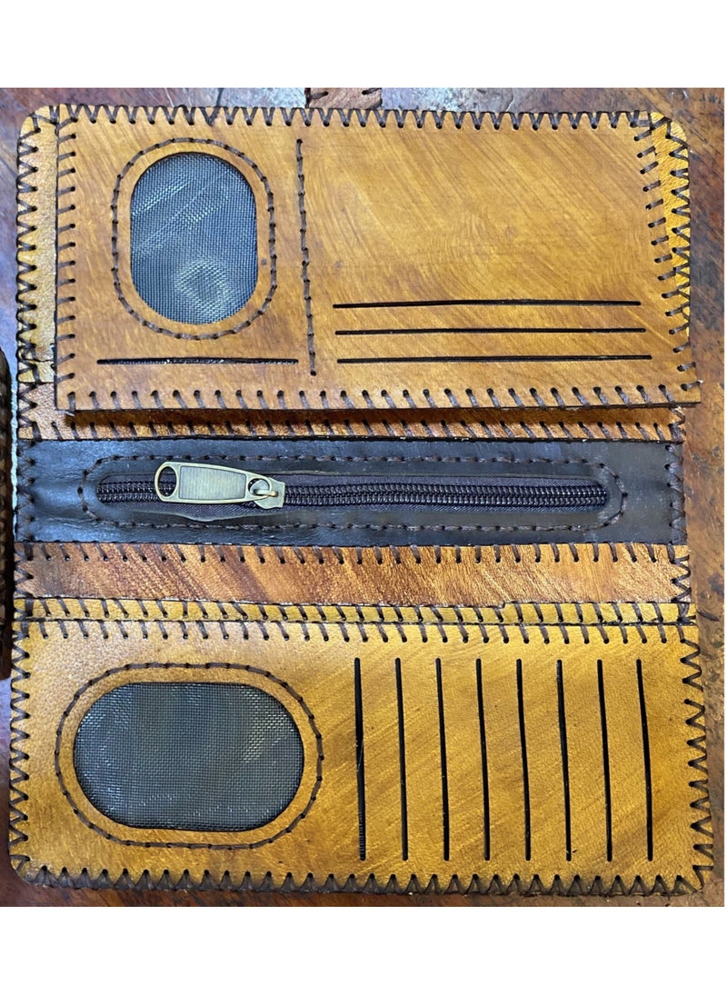 Generic - Handmade Women’s Leather Wallet – With fixed-color laser engraving for a vibrant and lasting artistic touch.  ✔️ 100% genuine leather ✔️ Color-fixed laser-engraved patterns – no fading or peeling ✔️ 7 card slots ✔️ 2 photo holders ✔️ 6 large compartments for phone or bills ✔️ 1 secure zip pocket ✔️ Magnetic flap closure 📏 Size: 9×20 cm ✔️ Luxurious velvet inner lining  🧵 Premium handmade craftsmanship 🎯 Functional, stylish, and long-lasting 🛡️ Includes warranty & reliable after-sale support  🎁 A perfect gift for women who appreciate elegance and uniqueness  #WomensWallet #LaserEngraved #ColorFixedDesign #HandmadeLeather #GenuineLeather #Fashion2025 #ElegantWallet #EgyptianCraftsmanship - Image 1
