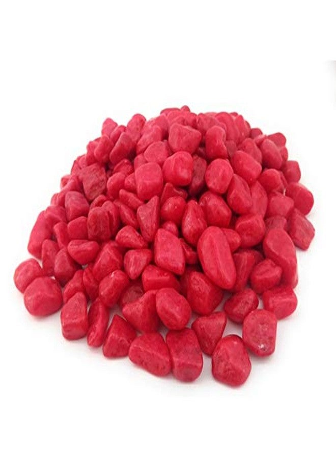 Ercole® Polished Colored Stone Marble Pebbles for Home Garden Aquarium Outdoor Decoration (Red, 2 Kg) - Image 1