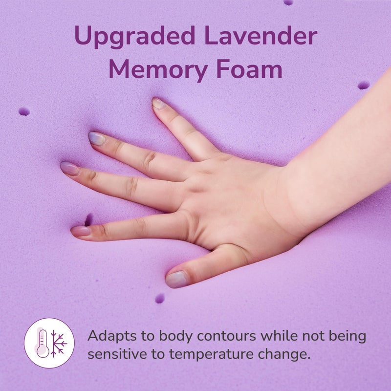 MLILY 2 Inch Twin Lavender Infusion Memory Foam Mattress Topper for Relaxing Sleep, Ventilated & Pressure Relieving, CertiPUR-US Certified, Medium Firm Topper in a Box, Twin Size, 38"x75" - Image 4