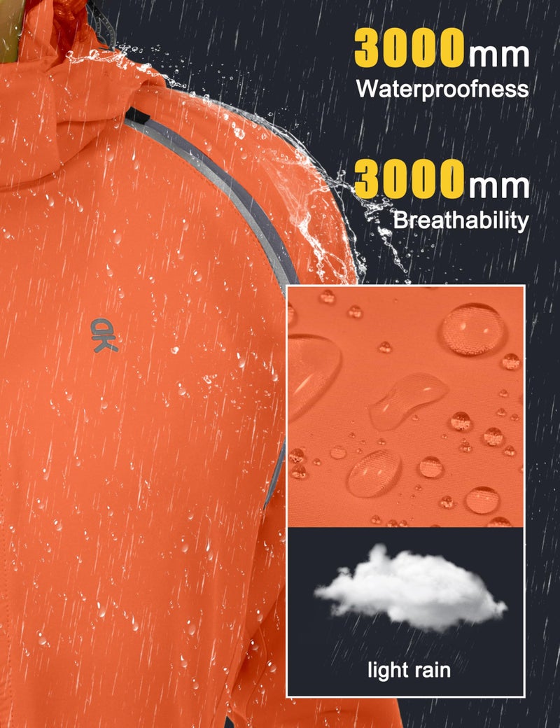 Little Donkey Andy Women's Lightweight Waterproof Cycling Jacket with Removable Sleeves & Hood for Biking Running Golf Orange XL - Image 4