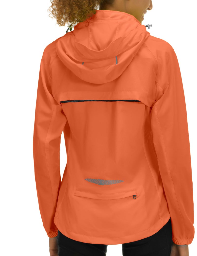 Little Donkey Andy Women's Lightweight Waterproof Cycling Jacket with Removable Sleeves & Hood for Biking Running Golf Orange XL - Image 1