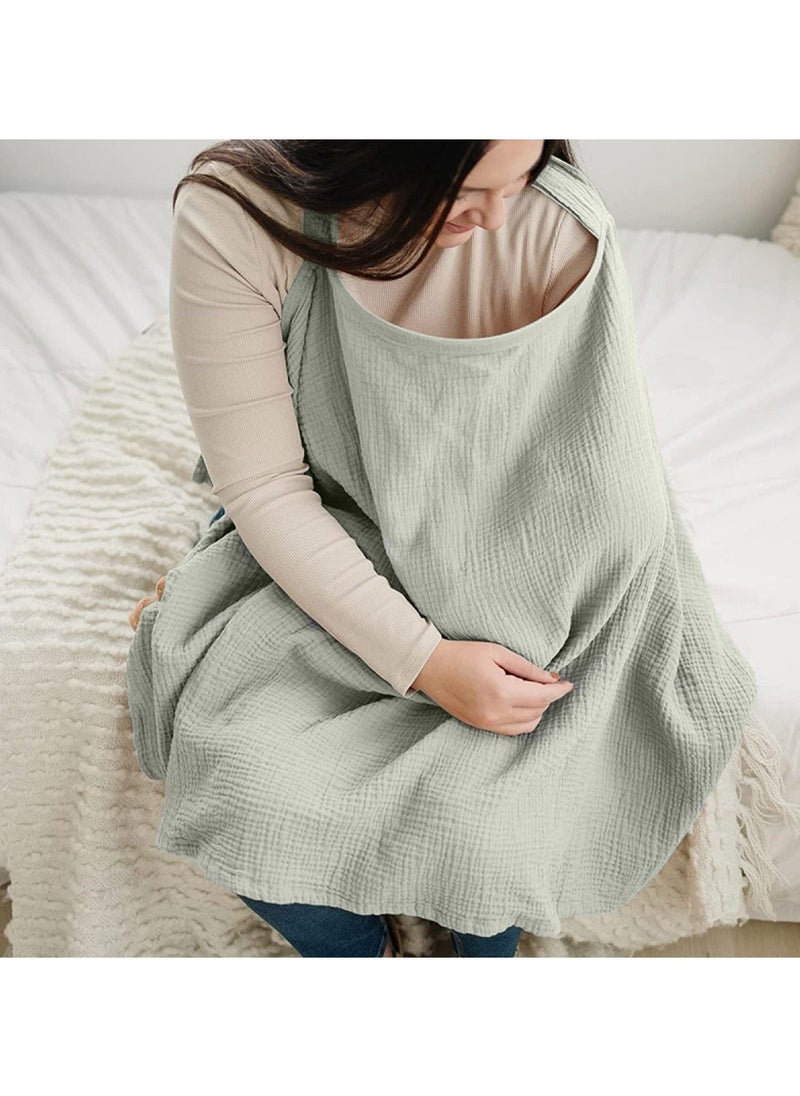 RATSAW Muslin Nursing Cover for Baby Breastfeeding  Breathable Cotton Breastfeeding Cover with Rigid Hoop for Mother Nursing Apron Multi-use Carseat Canopy  - Image 2