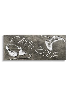 Stupell Industries Zone Phrase Music Headset Video Game Controller, Designed By Daphne Polselli Canvas Wall Art, 24 X 10, White  - Image 1