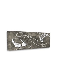 Stupell Industries Zone Phrase Music Headset Video Game Controller, Designed By Daphne Polselli Canvas Wall Art, 24 X 10, White  - Image 2