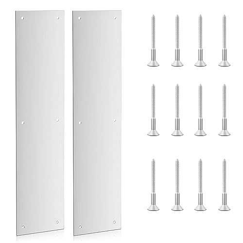 Kscjdg Door Push Plate-Door Kick Plate-4x16 in Door Plates-Kick Plate Door Plate Interior or Exterior Front Door or Back Door,Door Protection with 6 Screws - 2 Pack - Image 1