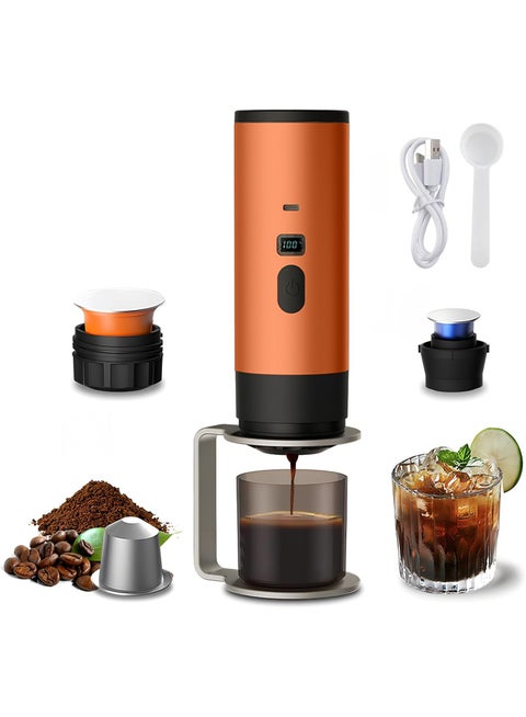 Portable Espresso Maker - 3-in-1 Wireless Heating Coffee Machine with 15 Bar Pressure, Digital Display, 7800mAh Battery for Coffee Powder, Nespresso & Dolce Gusto Pods - Quick USB-C Charging - Compact Travel Coffee Brewer for Hot & Cold Brew
